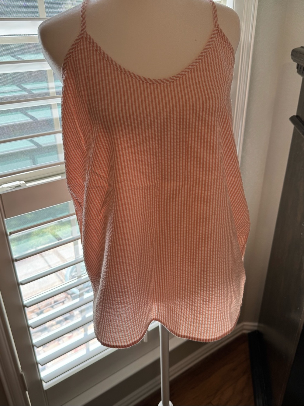 Lightweight Pink Seersucker Cami Top